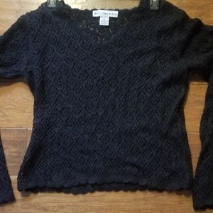 Beautiful black crocheted sweater scalloped edge